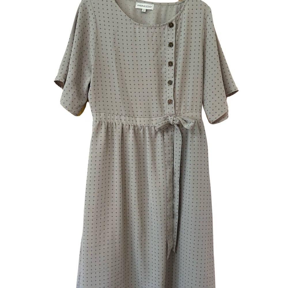Piper and Scoot Gray Button-Down Midi Dress